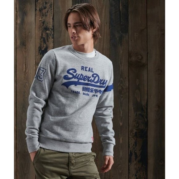 Superdry Vintage Logo Varsity Sweatshirt Men's Medium Preppy - Picture 1 of 12